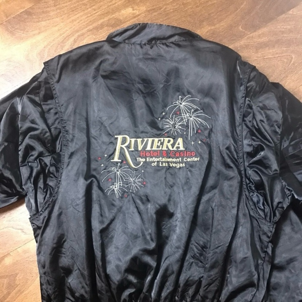 Riviera Black Bomber Jacket with Embroidered Design